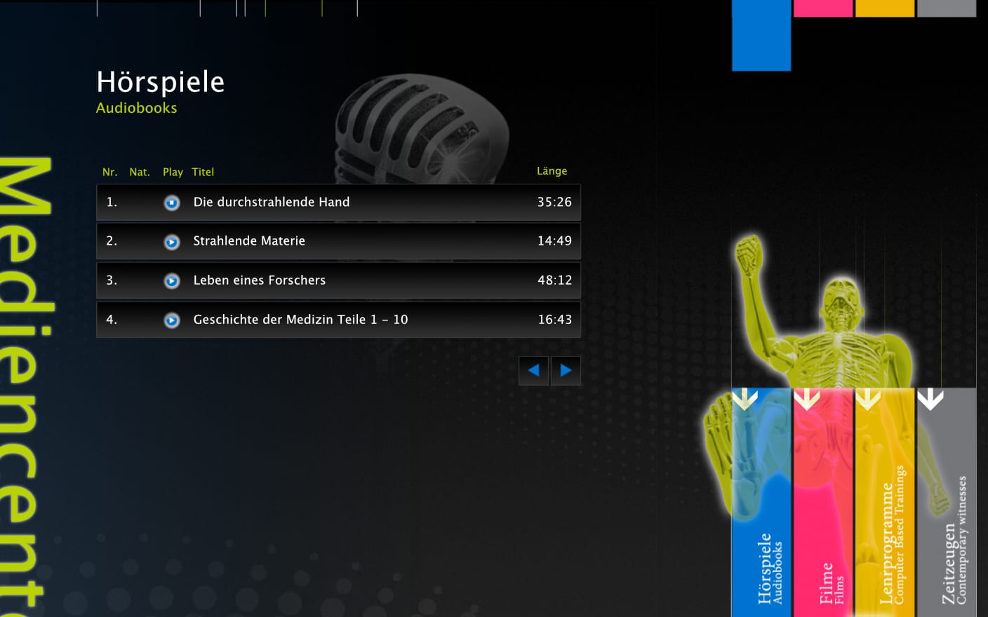 Touchscreen Applikation Audioscreen
