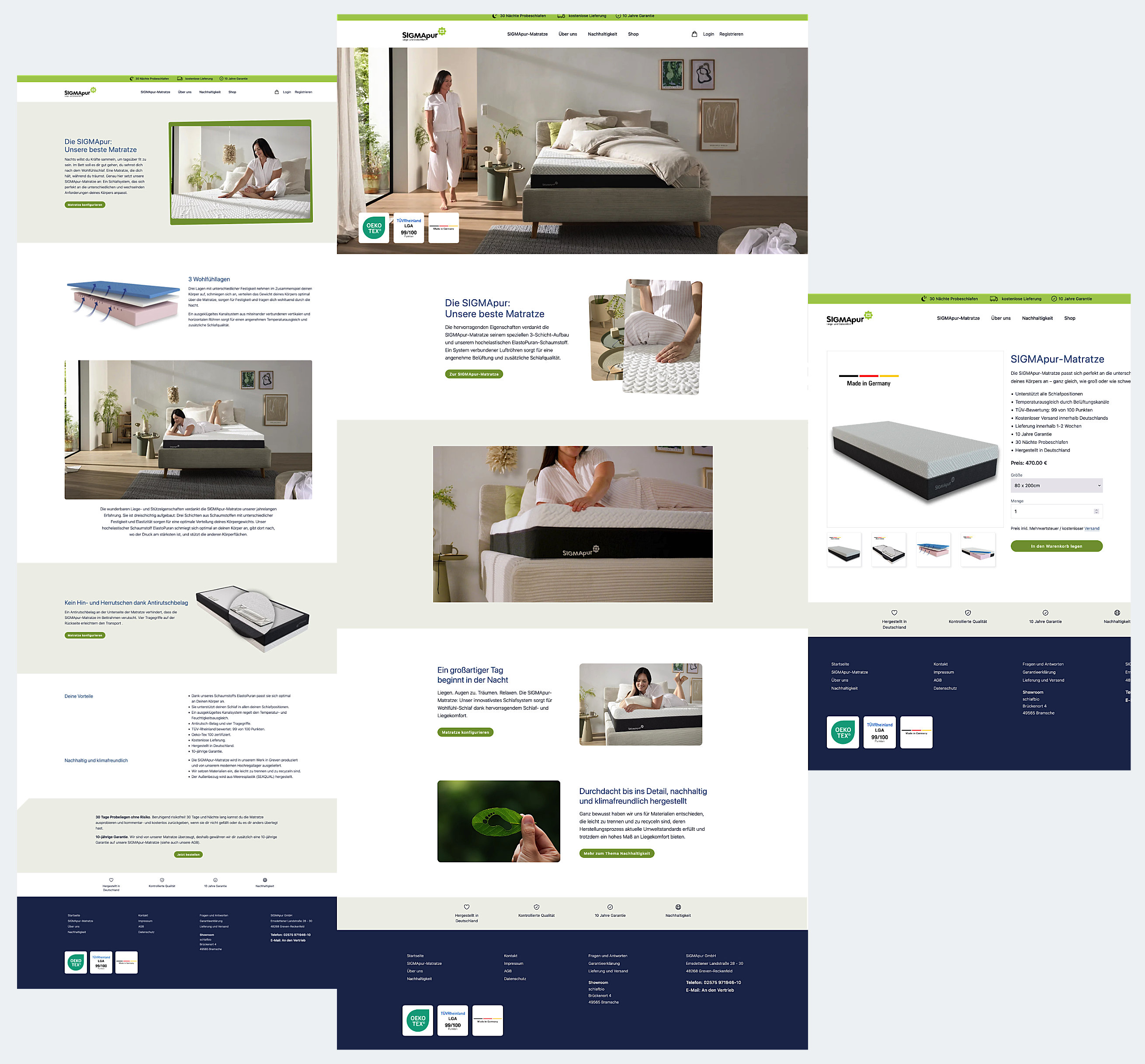 Sigmapur Matratze Website Screenshot